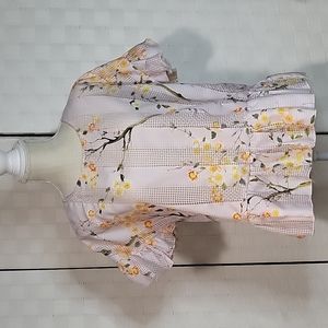 MAXSPORT Size L- Women's Sheer Floral Ruffled Blouse
